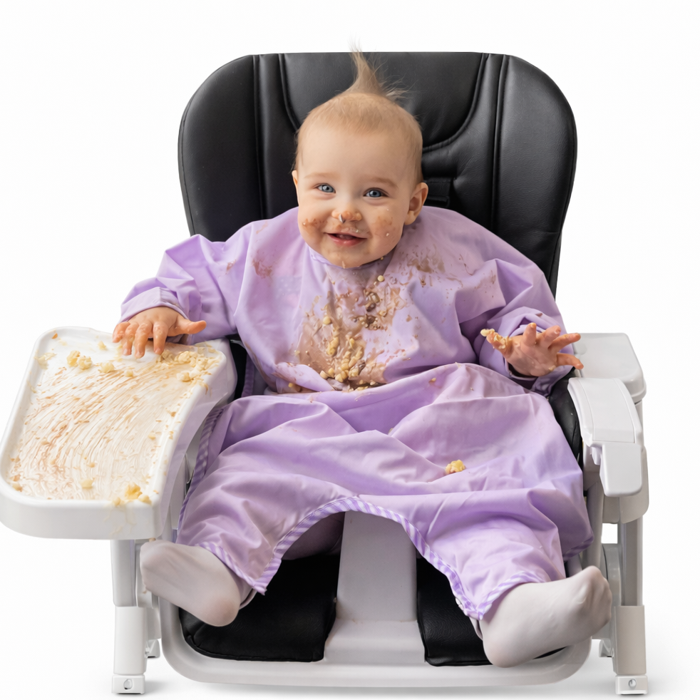 Toddler Bib- full body coverage for self- feeding babies and toddlers- Purple