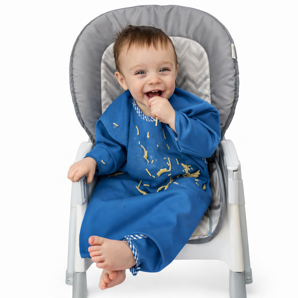 Toddler Bib- full body coverage for self- feeding babies and toddlers- Purple